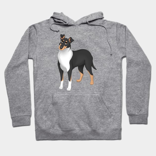 White, Black & Tan Smooth Collie Dog Hoodie by millersye